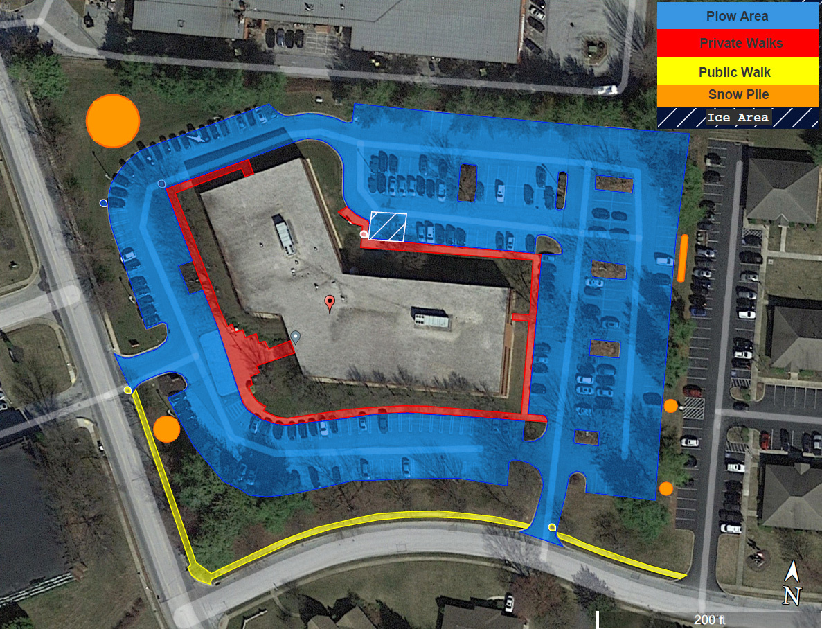 Snow and ice removal map for winter maintenance plans
