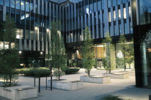 Modern commercial building exterior and landscaping enhancing property value